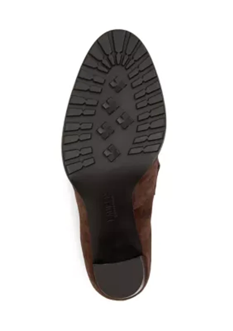 Mabel Leather Trim Suede Booties
