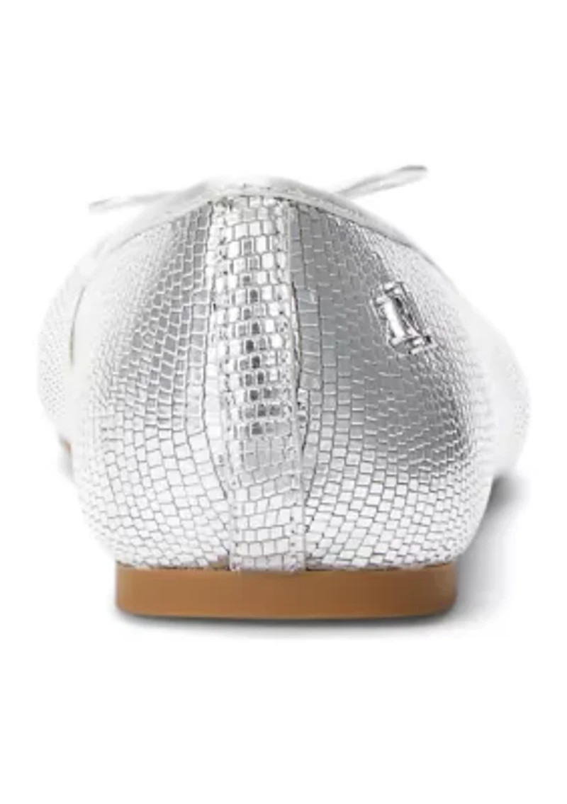 Jayna Metallic Lizard Embossed Flats