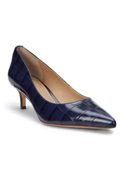 Adrienne Crocodile Embossed Leather Pumps