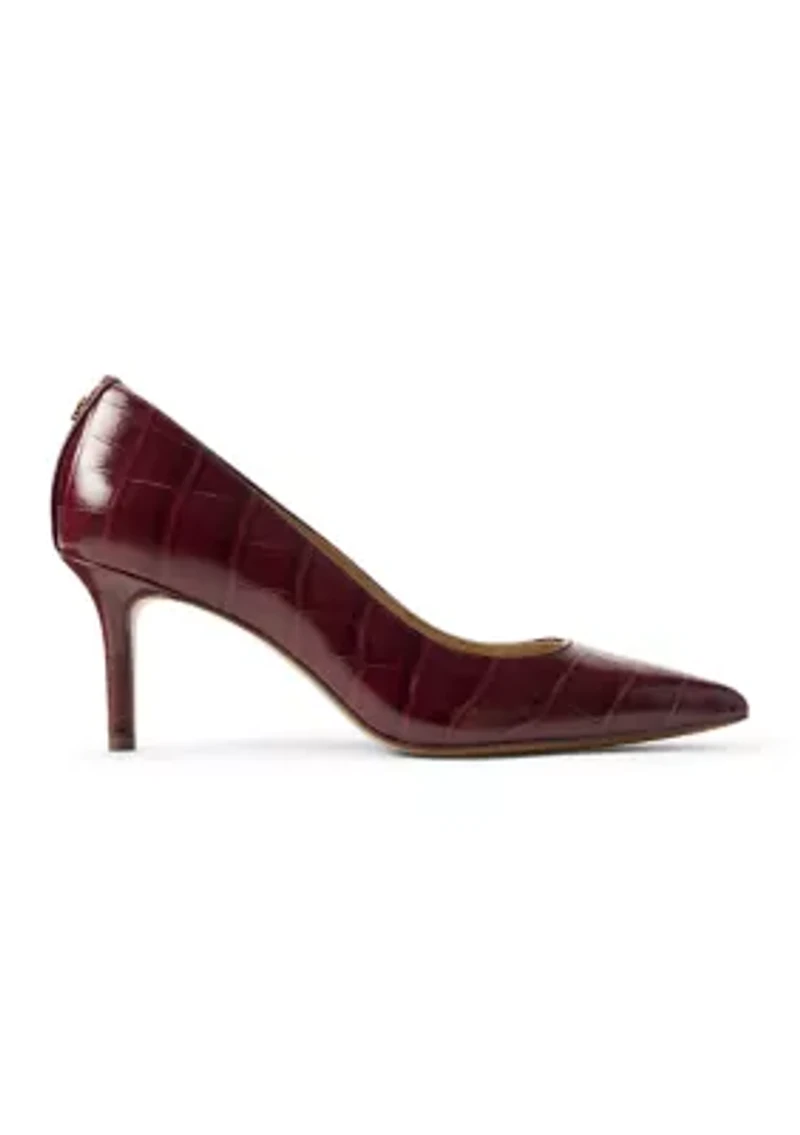Lanette Croc-Embossed Leather Pumps