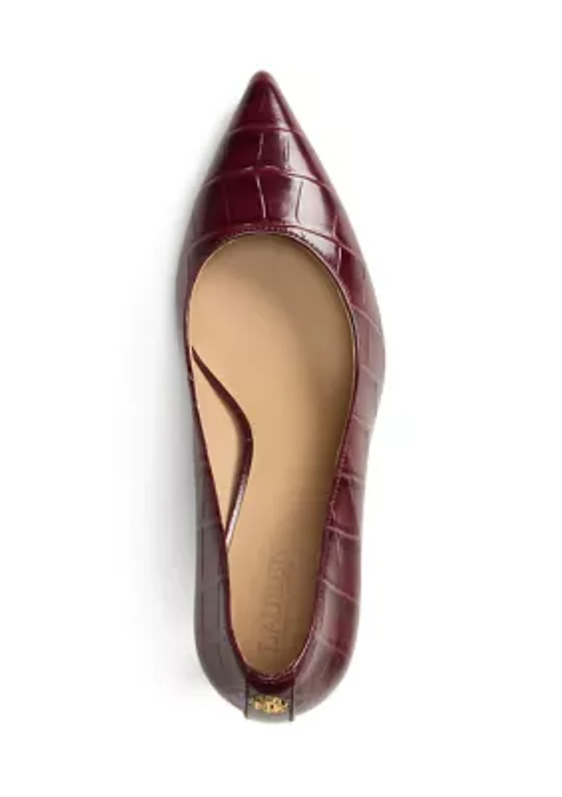 Lanette Croc-Embossed Leather Pumps