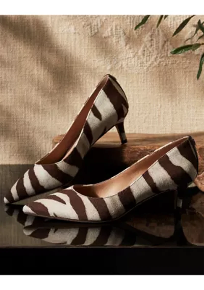 Adrienne Zebra-Print Canvas Pumps