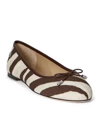 Jayna Zebra-Print Canvas Flats