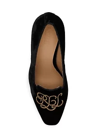 Corah Embroidered-Logo Velvet Pumps