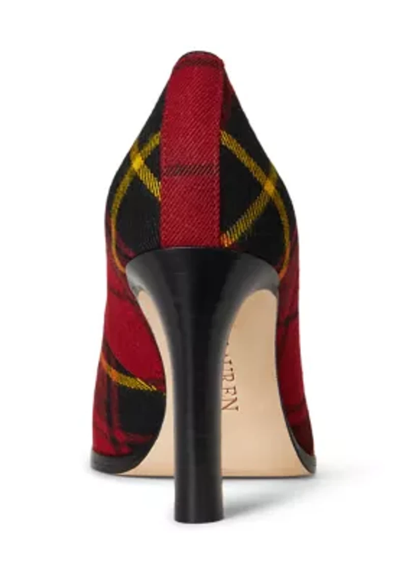 Corah Embroidered-Logo Plaid Pumps