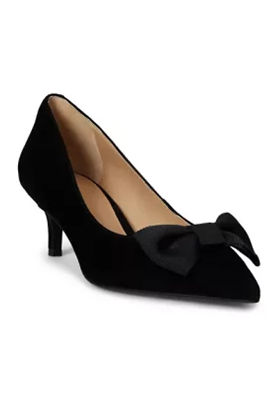 Adrienne Bow-Trim Suede Pumps