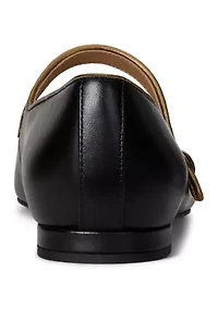 Londyn Metallic-Trim Leather Mary Janes