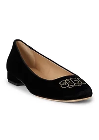 Emellie Logo Velvet Ballet Flats