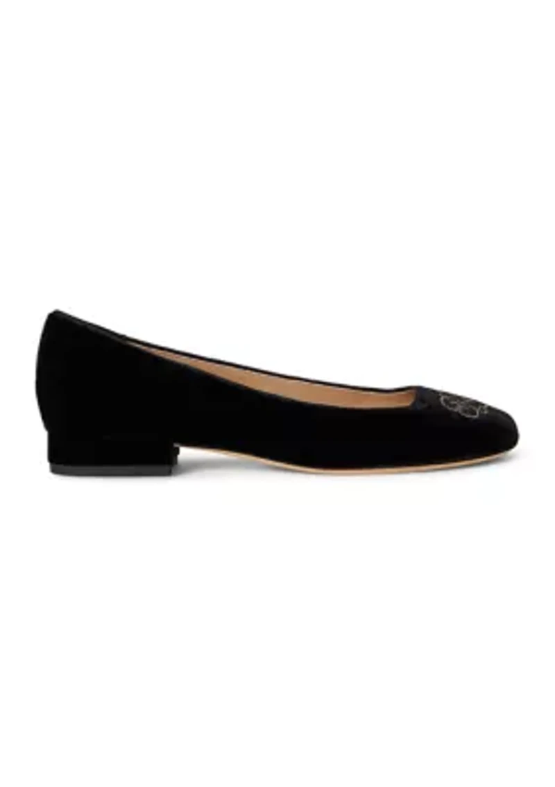 Emellie Logo Velvet Ballet Flats