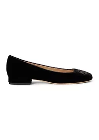 Emellie Logo Velvet Ballet Flats