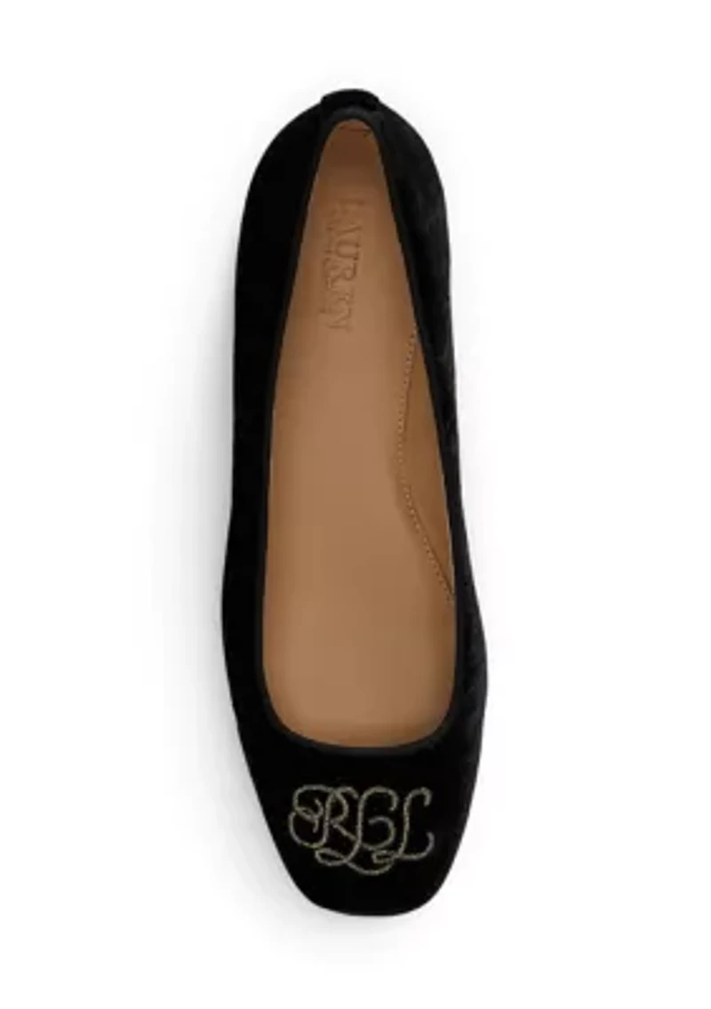 Emellie Logo Velvet Ballet Flats