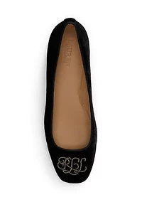 Emellie Logo Velvet Ballet Flats