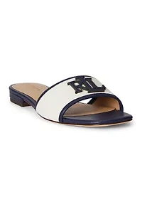 Everley Leather-Trim Canvas Slide Sandal