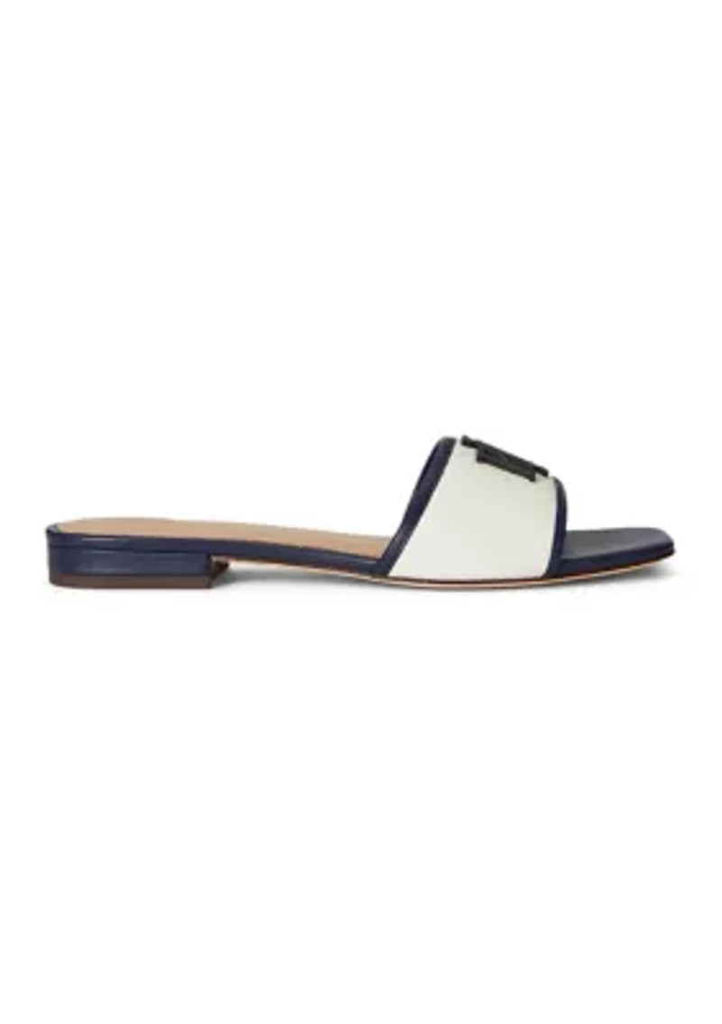 Everley Leather-Trim Canvas Slide Sandal