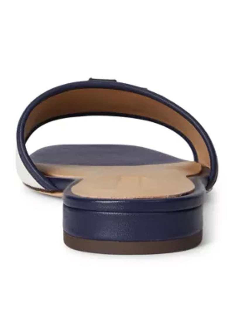 Everley Leather-Trim Canvas Slide Sandal