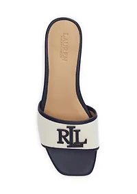 Everley Leather-Trim Canvas Slide Sandal