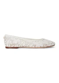 Jayna Leather-Trim Crocheted Lace Flats