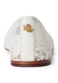 Jayna Leather-Trim Crocheted Lace Flats