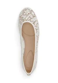 Jayna Leather-Trim Crocheted Lace Flats