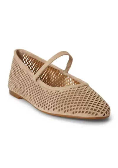 Jayna Perforated Suede Mary Jane Flats