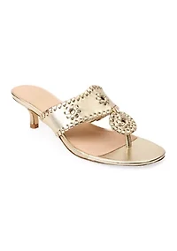 Jacks Cork & Leather Kitten Heeled Sandals