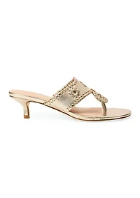 Jacks Cork & Leather Kitten Heeled Sandals