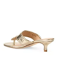 Jacks Cork & Leather Kitten Heeled Sandals