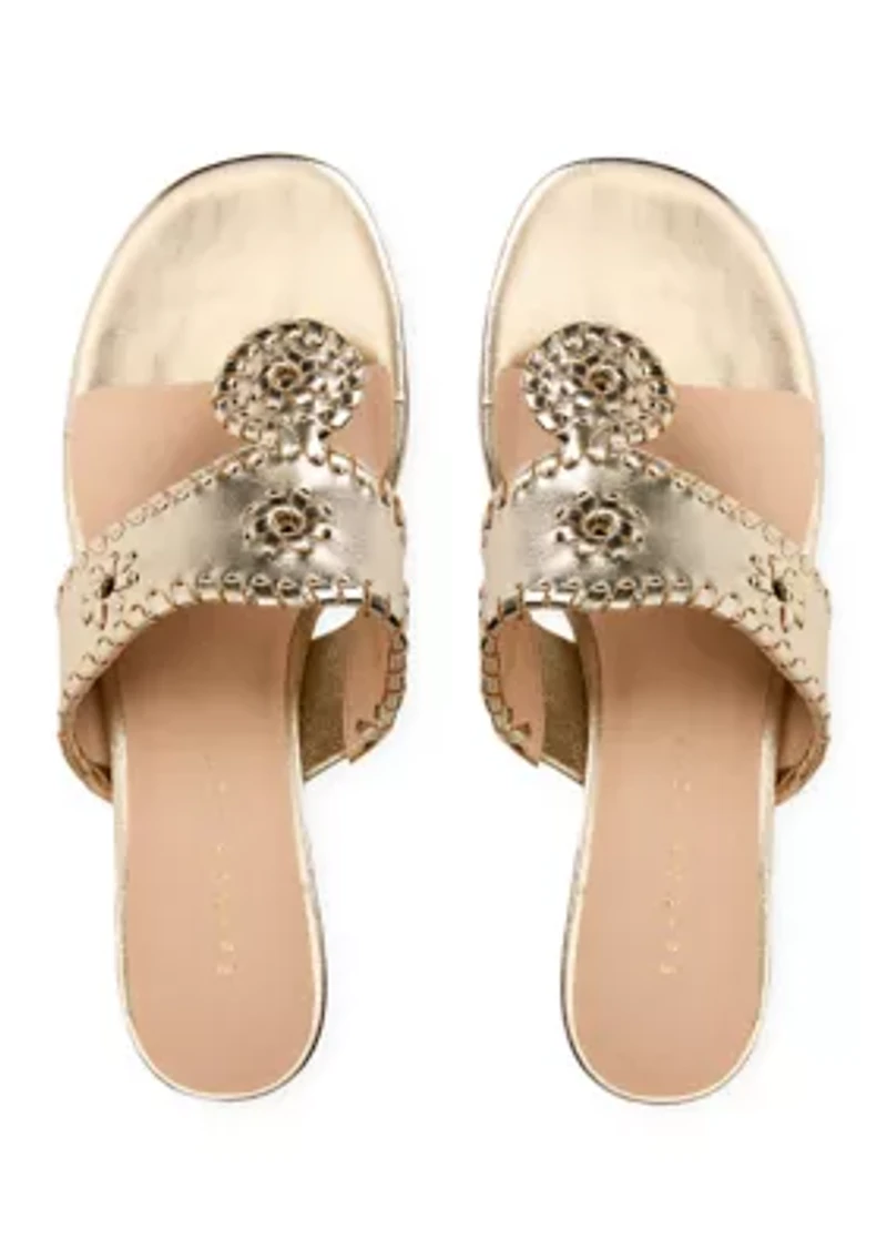 Jacks Cork & Leather Kitten Heeled Sandals