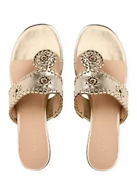 Jacks Cork & Leather Kitten Heeled Sandals