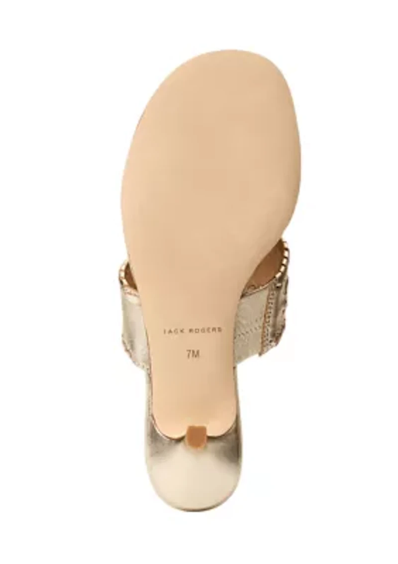 Jacks Cork & Leather Kitten Heeled Sandals