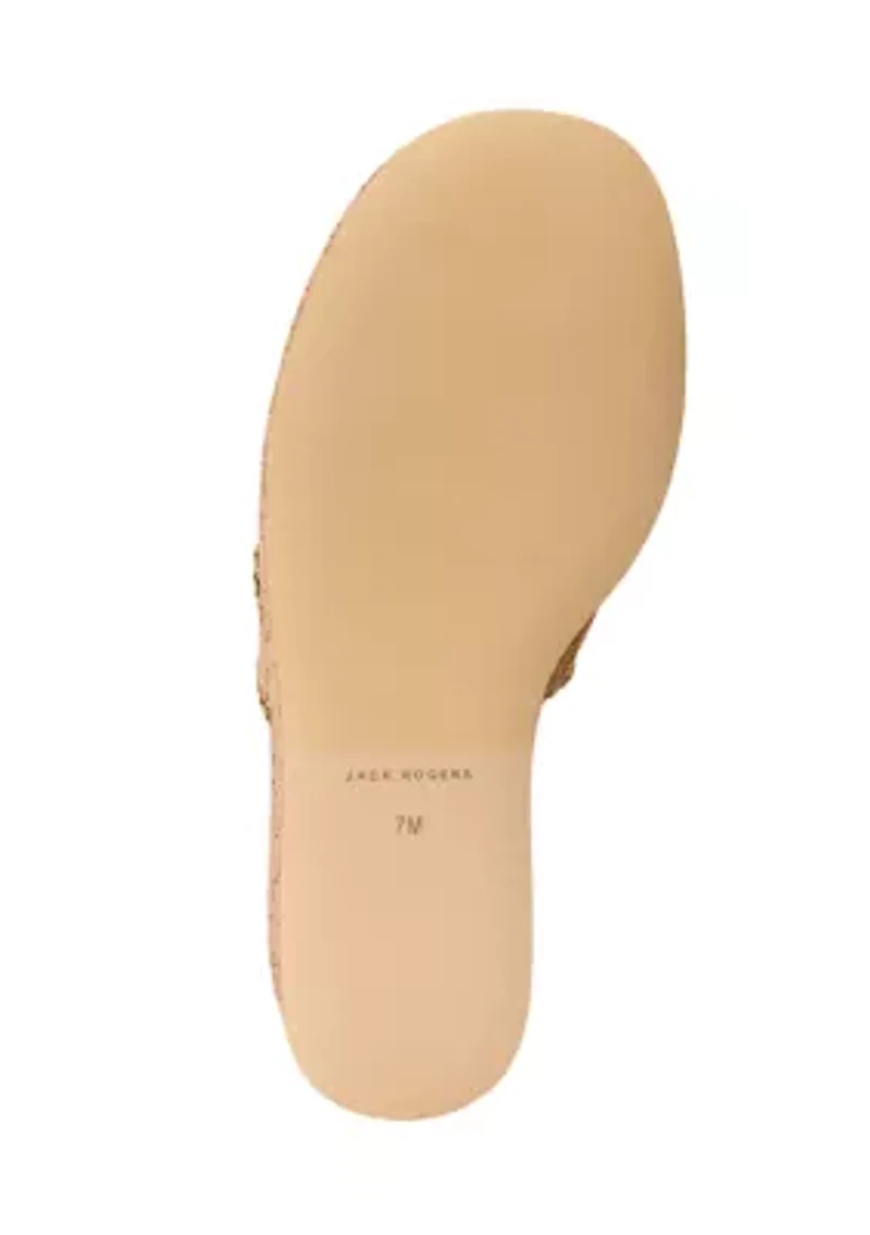 Jacks Cork & Leather Mid Wedge Thong Sandals