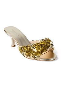 Crown Sequin Kitten Heel Sandals