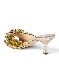 Crown Sequin Kitten Heel Sandals