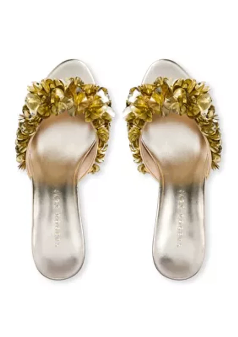 Crown Sequin Kitten Heel Sandals