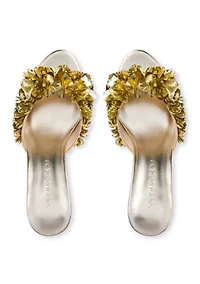 Crown Sequin Kitten Heel Sandals