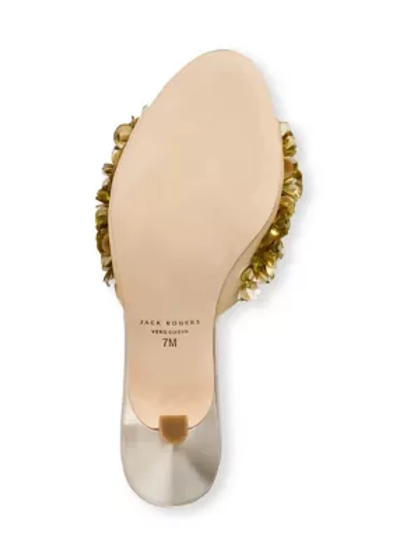 Crown Sequin Kitten Heel Sandals