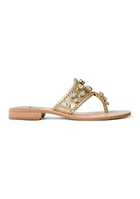 Jacks Jeweled Leather Flat Sandals
