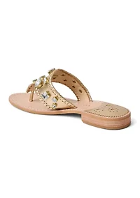 Jacks Jeweled Leather Flat Sandals