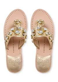 Jacks Jeweled Leather Flat Sandals