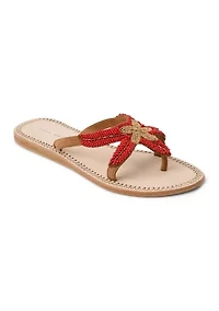 Starland Beaded Suede Flat Sandals