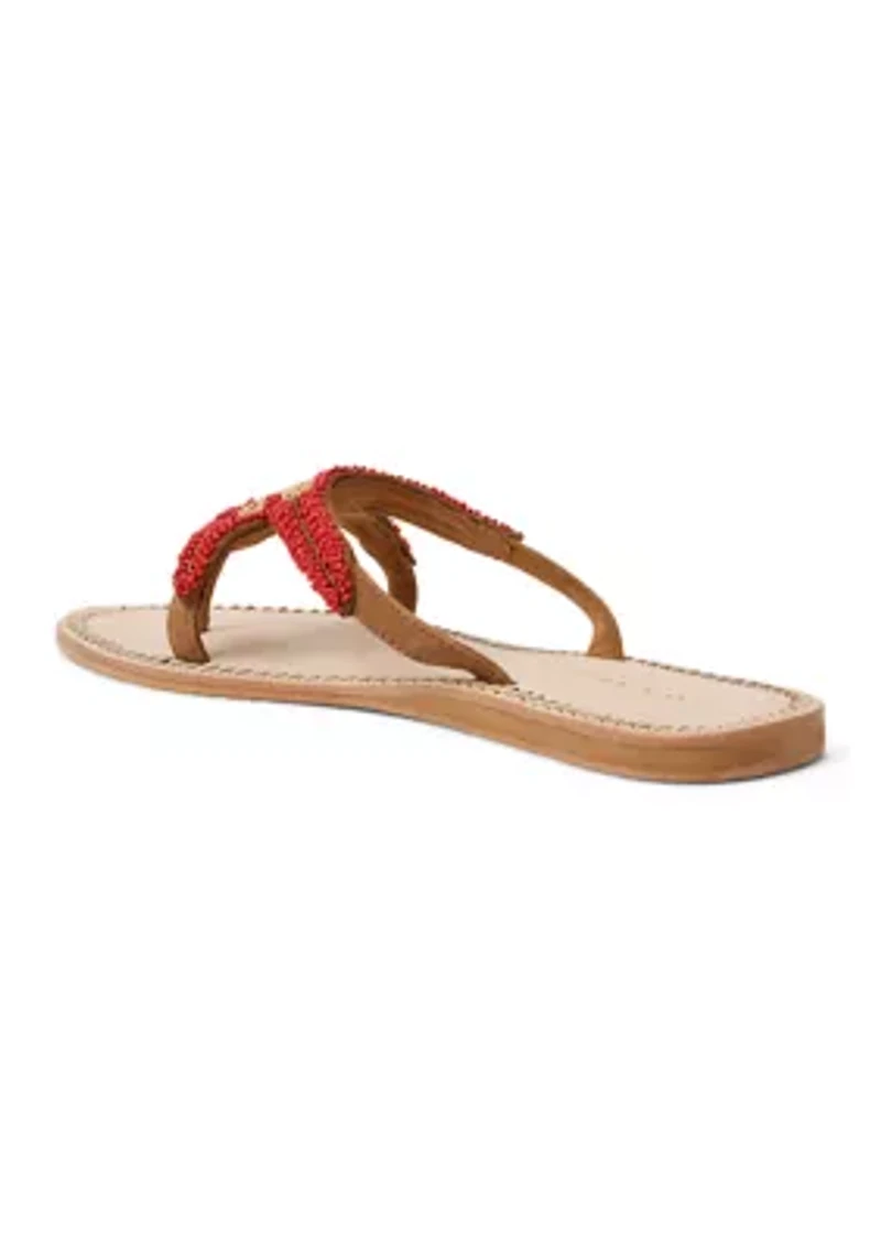 Starland Beaded Suede Flat Sandals
