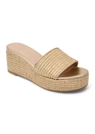 Bay Fabric Mid Wedge Heel Sandals