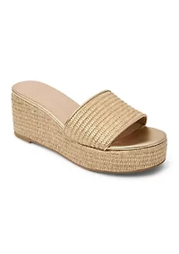 Bay Fabric Mid Wedge Heel Sandals
