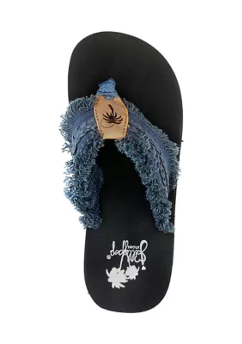 Toriana Woven Fringe Flip Flop Thong Sandals