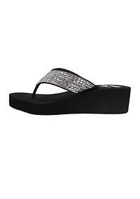 Sooya Beaded Wedge Thong Flip Flop Sandals