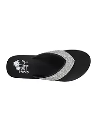 Sooya Beaded Wedge Thong Flip Flop Sandals