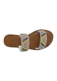 Carinah Double Strap Beaded Sandals