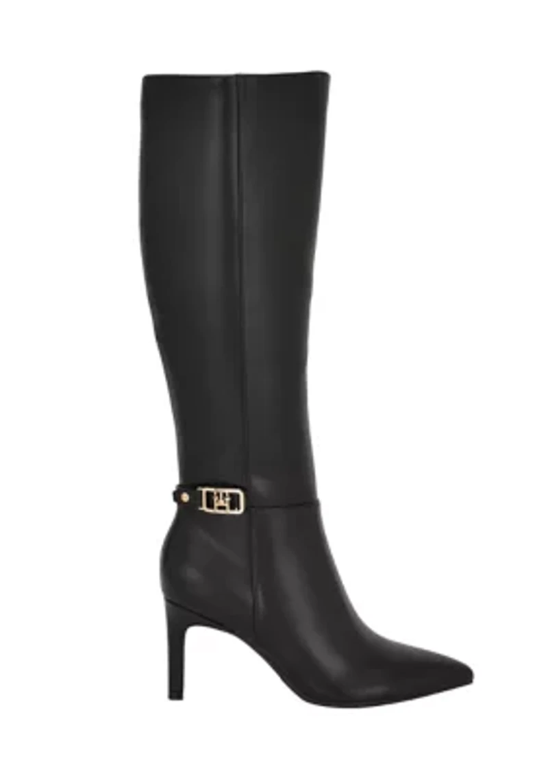 Janyze Women's Side Zip Pointed Toe Dress Boots