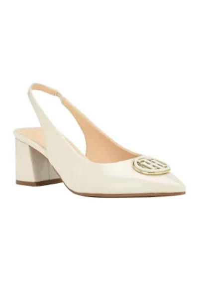 Nileo Block Heeled Sling Back Pumps