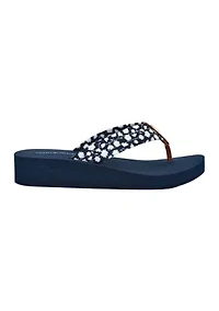 Rhalime Floral Wedge Flip Flop Thong Sandals